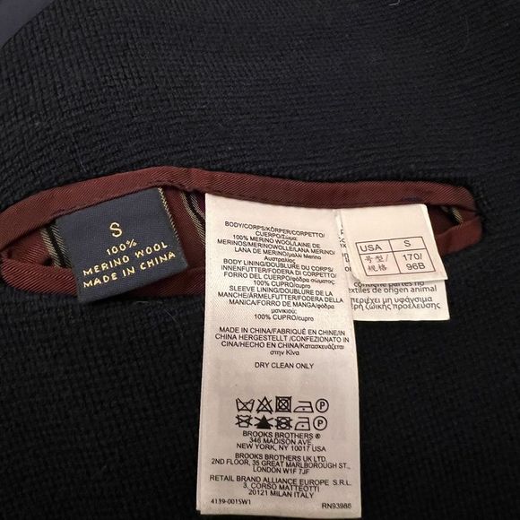 NWOT Brooks Brothers Navy Blue 100% Merino Wool Blazer Size S - Picture 12 of 16